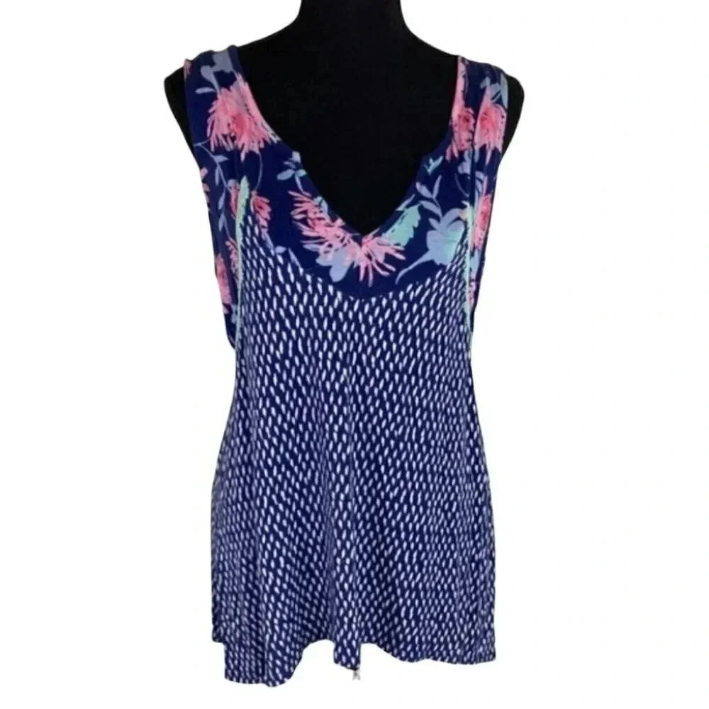 Carolyn Taylor S asymmetrical boho‎ vibe blue tunic